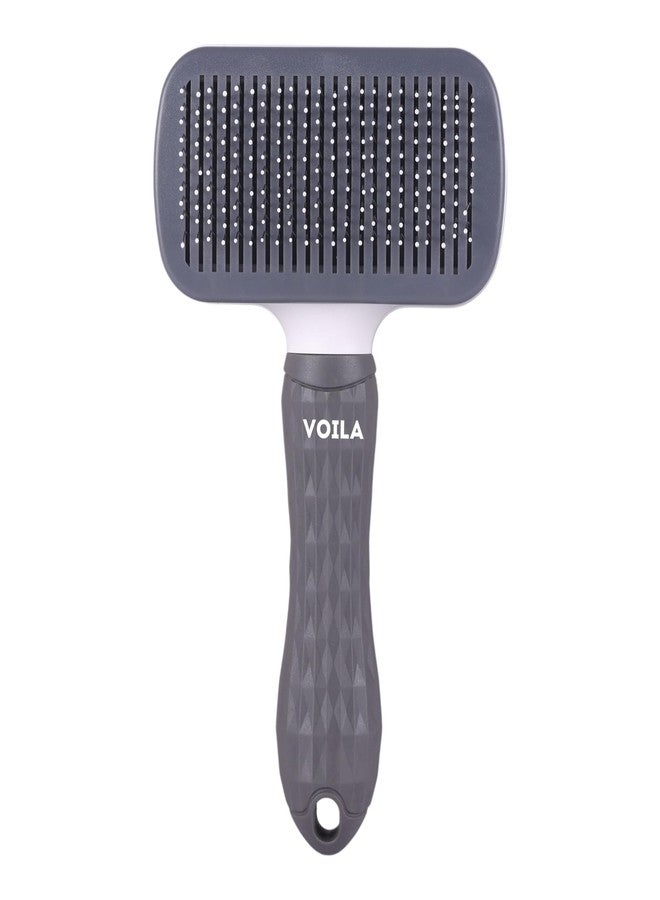 Voila Pet Grooming Brush for Dogs & Cats, Shedding & Deshedding Tool, Detangling Comb for Long & Short Hair, Easy-to-Clean Hair Remover for Small, Medium, Large Pets, (Pack of 1) Grey - Image 2